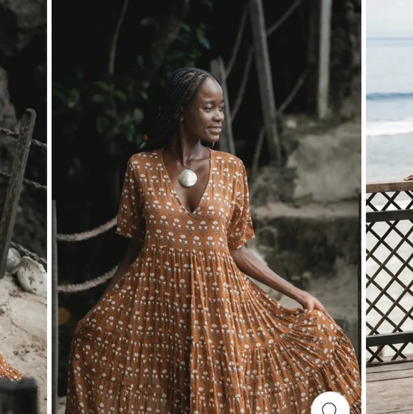 Daughters of India Chaaya Maxi Dress in Chai Cotton tiered vneck maxi dress - Picture 4 of 13